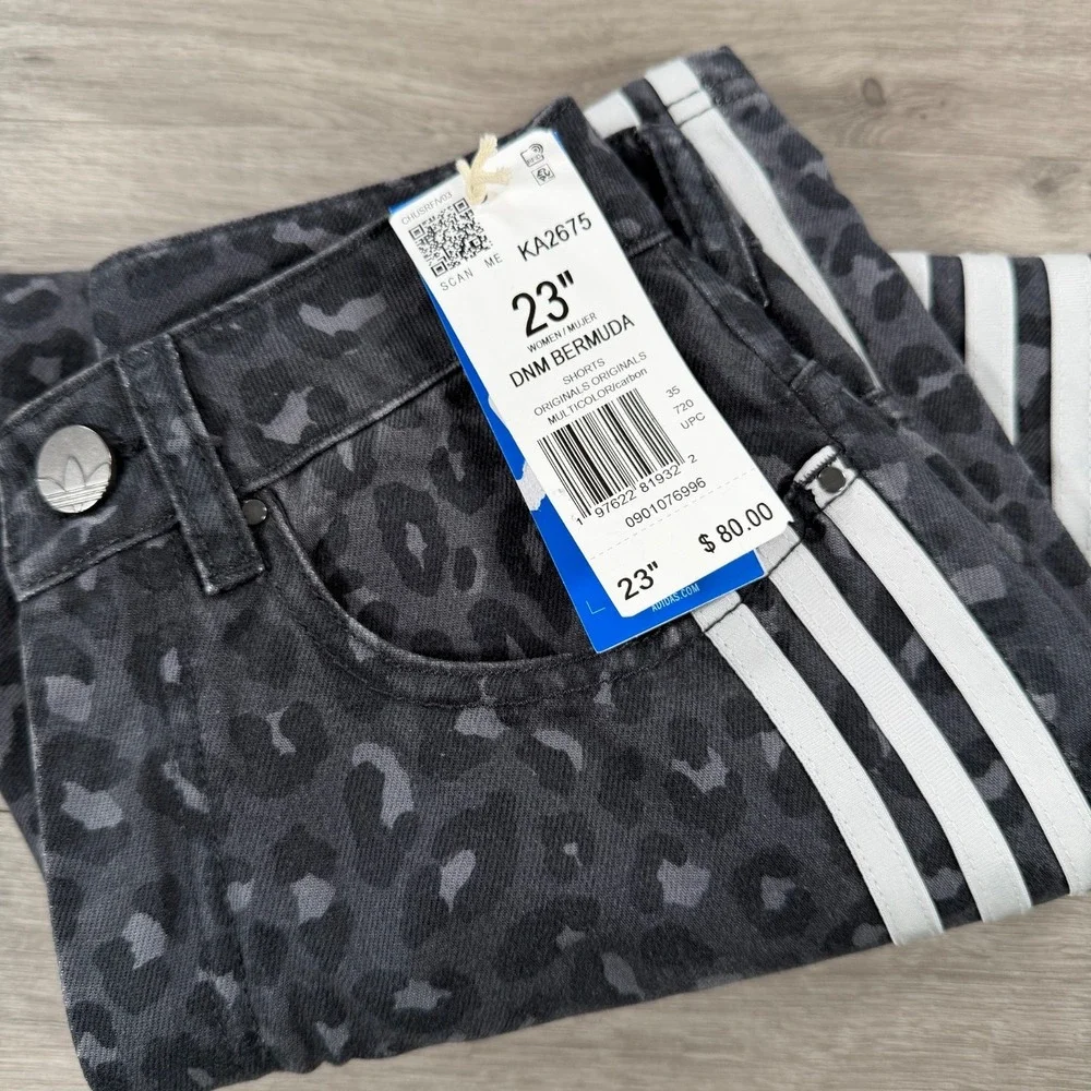 Adidas Denim Bermuda Shorts Pants Womens Rave Y2K Style Baggy Wide NWT KA2675